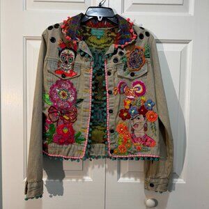 Antica Sartoria by Giacomo Cinque Embellished Funky MultiColor Denim Jacket OOAK